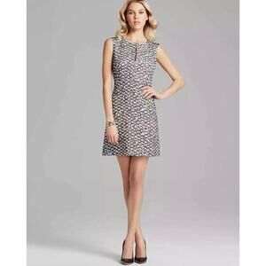 Diane Von Furstenberg Yvette Black White Tweed Sleeveless Mini Sheath Dress Sz 6